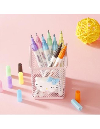 Double Line Outline Pen SHAR 12 Color Whiteboard Markers with Erasing, Fine Tip Erasable Markers Perfect for Writing on Whiteboards, Chalkboards, Mirrors for School, Office, Home